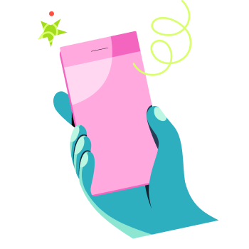 Hand holding a mobile phone.