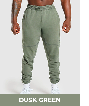 Featuring Heritage Joggers in Dusk Green.