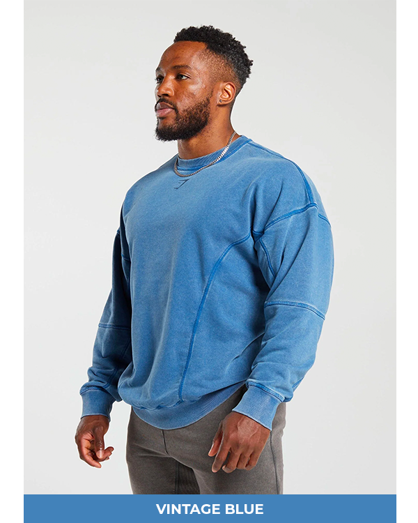 Featuring the Heritage Washed Crew in Vintage Blue.