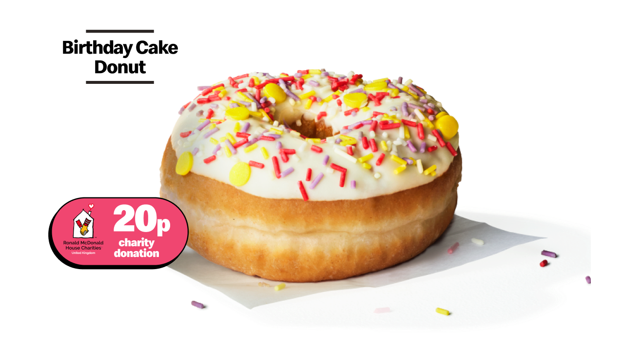 Birthday Cake Donut Ronald McDonald House Charities United Kingdom 20p charity donation