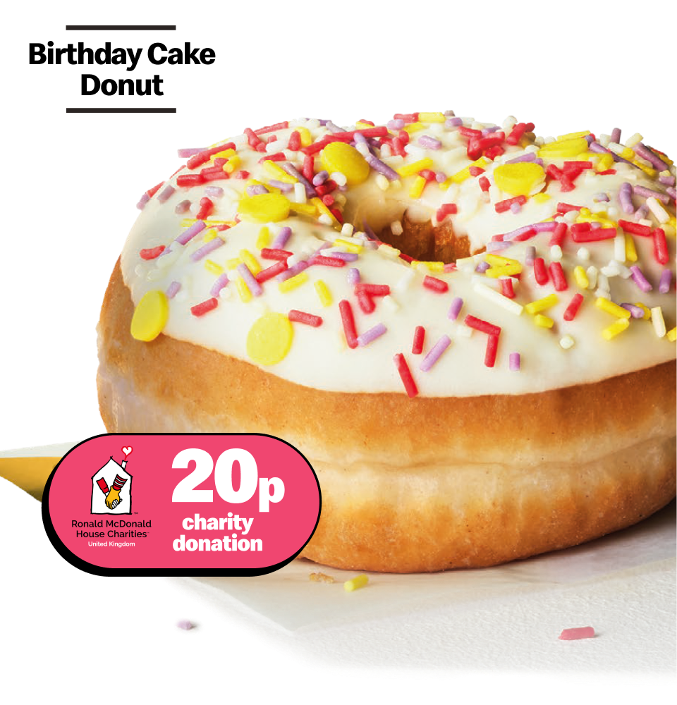 Birthday Cake Donut Ronald McDonald House Charities United Kingdom 20p charity donation