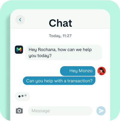 In-app chat interface with customer service representative.
