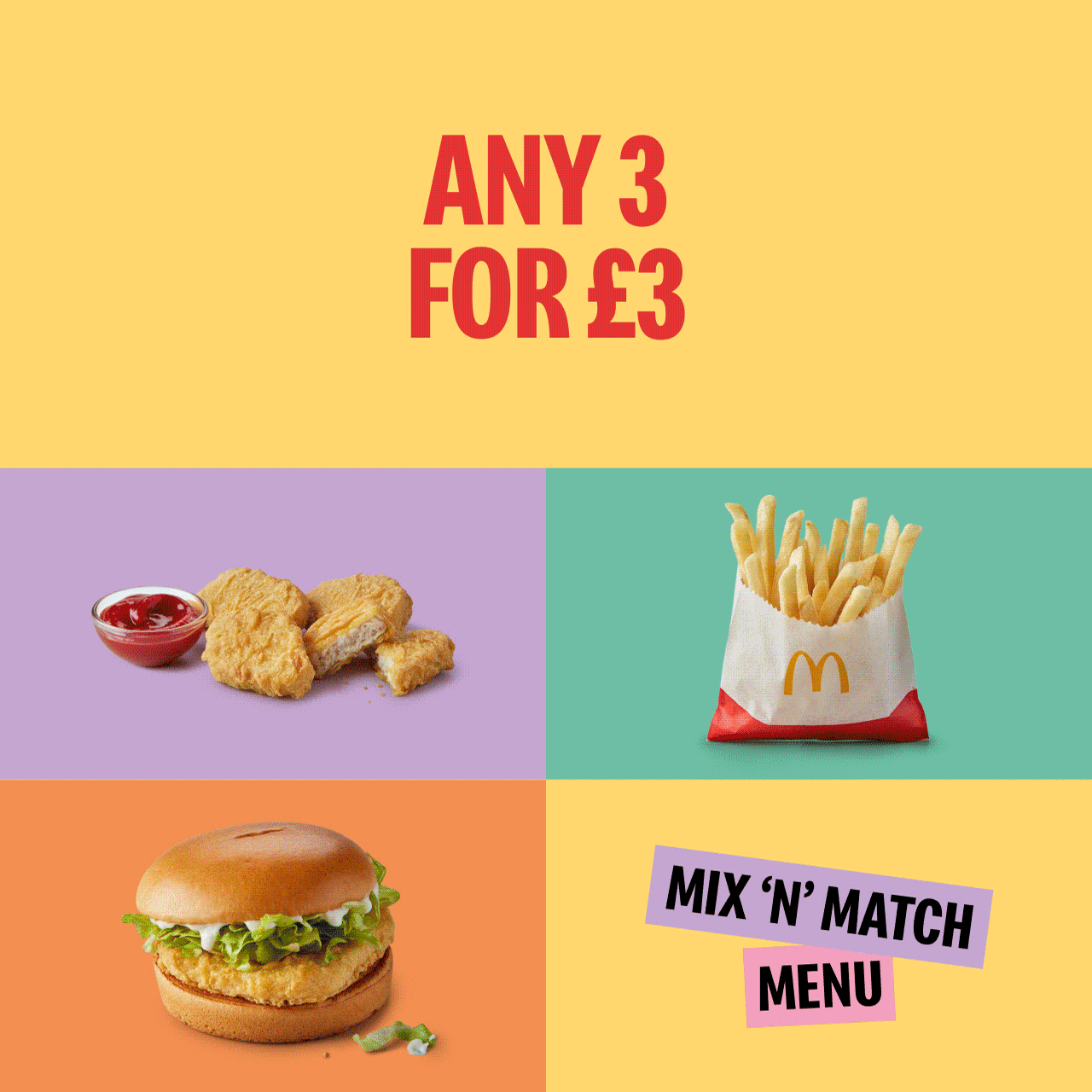 Any 3 for £3 | Mix 'N' Match Menu