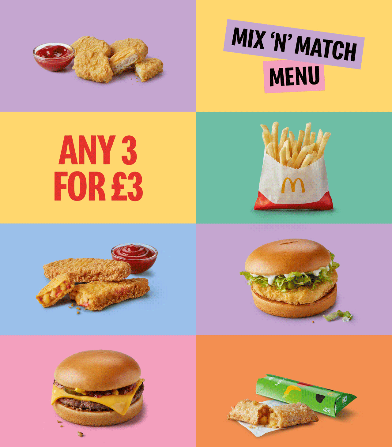 Any 3 for £3 | Mix 'N' Match Menu