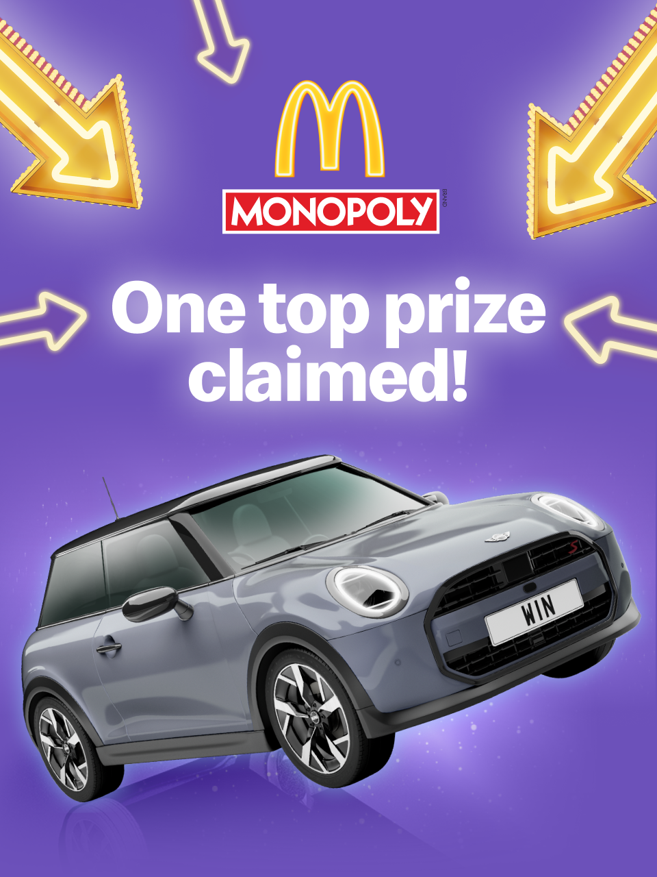 McDonald's MONOPOLY - One top prize claimed!