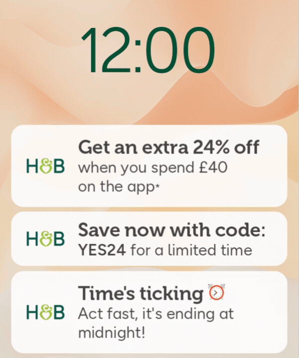 Get an extra 22% off when you spend £40 on the app* Use code APPY22
