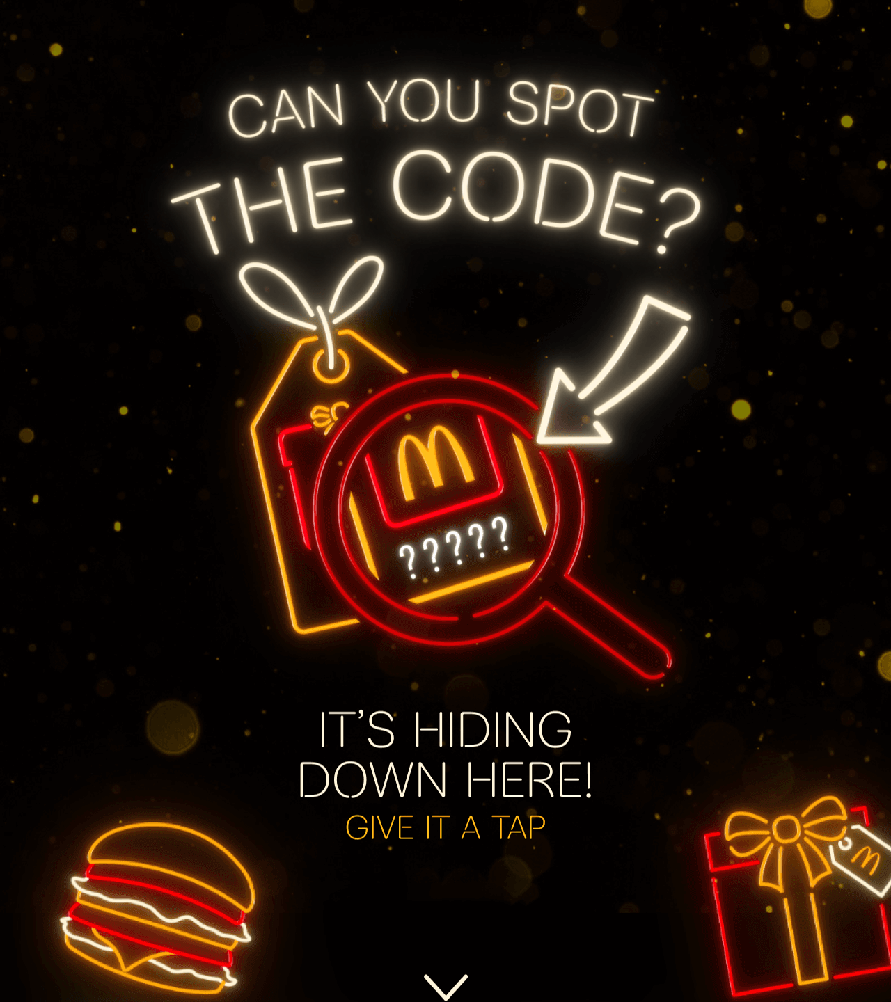 Can you spot the code? It's hiding down here! Give it a tap