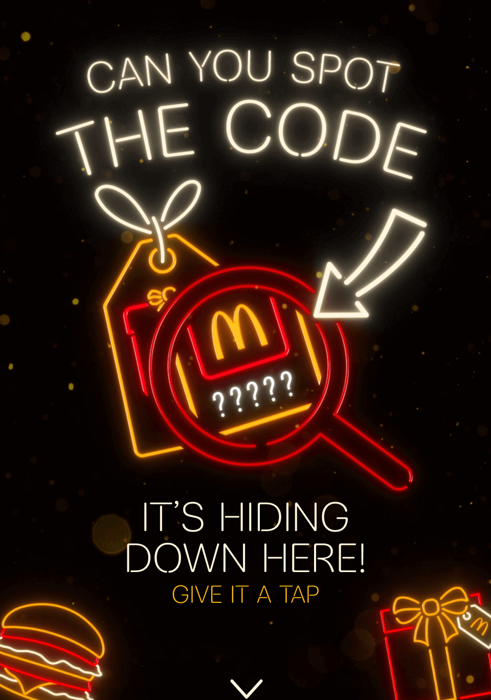 Can you spot the code? It's hiding down here! Give it a tap
