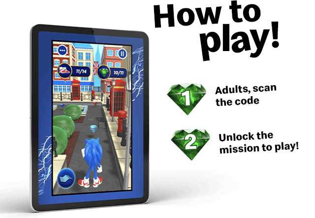 How to play! 1- Adults, scan the code | 2- Unlock the mission to play!