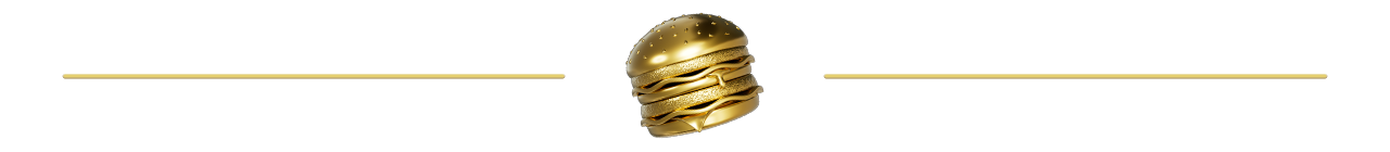 A gold burger icon sits on a red background with two gold lines either side, dividing the email