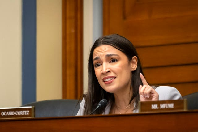 Congresswoman Alexandria Ocasio-Cortez speaks during a committee hearing on Capitol Hill.
