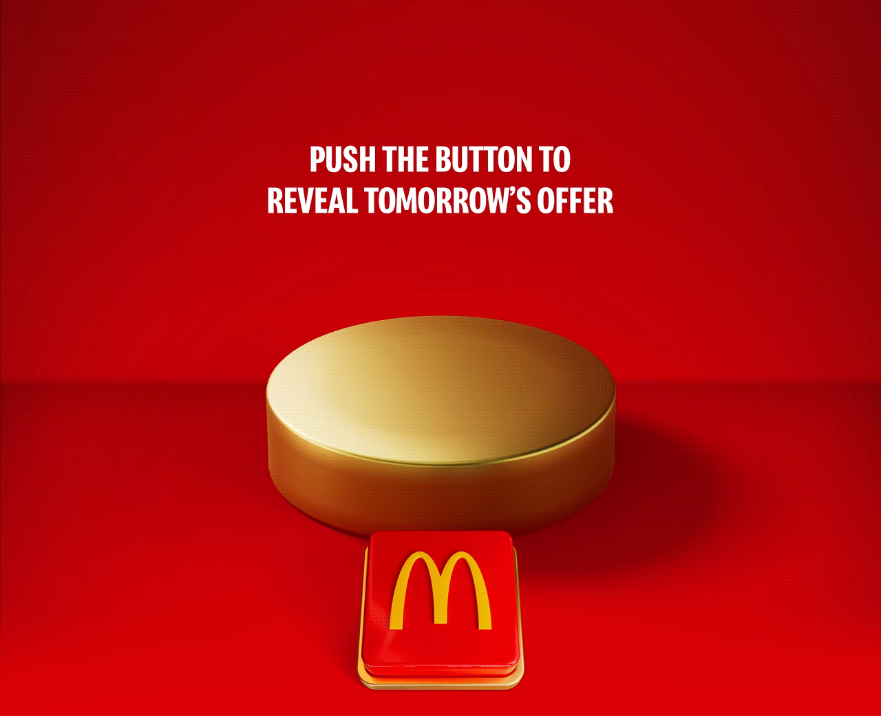 A McDonald's McCHICKEN® SANDWICH drops onto a gold plinth on a red background. Big white text reads £1.39 McCHICKEN® SANDWICH