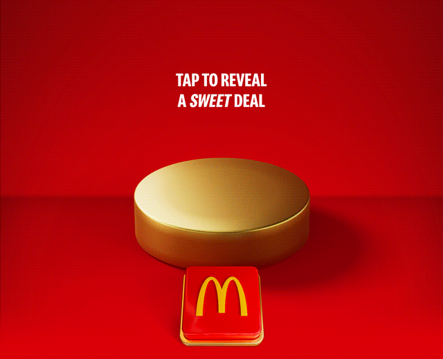 McDonald's Oreo, Smarties and Malteaser McFlurries on a gold plinth on a red background. Big white text reads 99p SELECTED MCFLURRY®