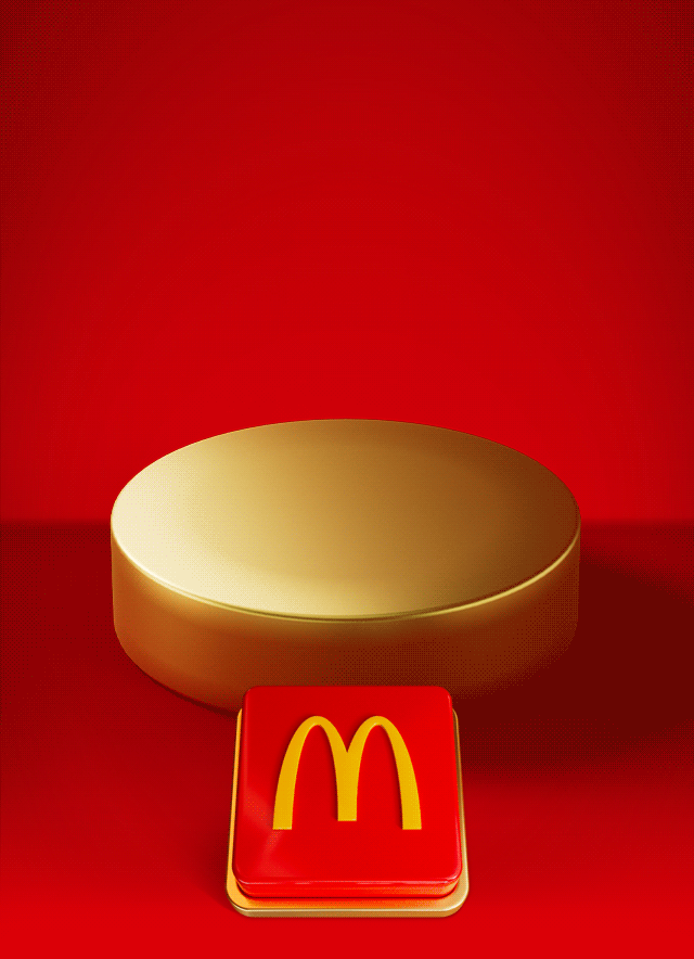 An empty gold plinth sits on a red background with a big red button beneath it. Text reads TAP TO REVEAL A SWEET DEAL