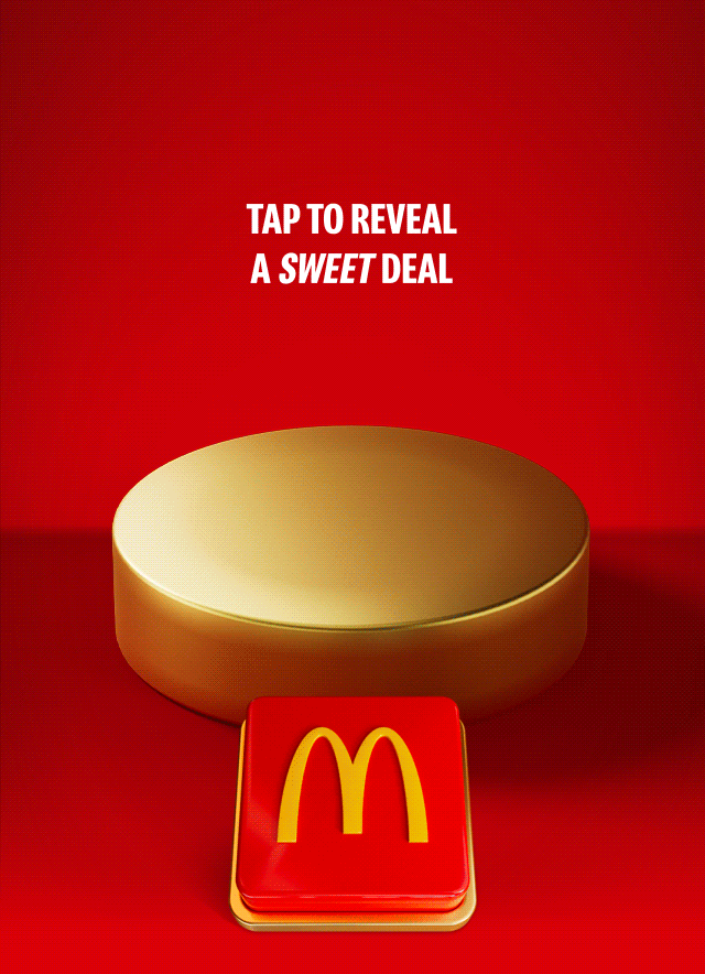 McDonald's Oreo, Smarties and Malteaser McFlurries on a gold plinth on a red background. Big white text reads 99p SELECTED MCFLURRY®