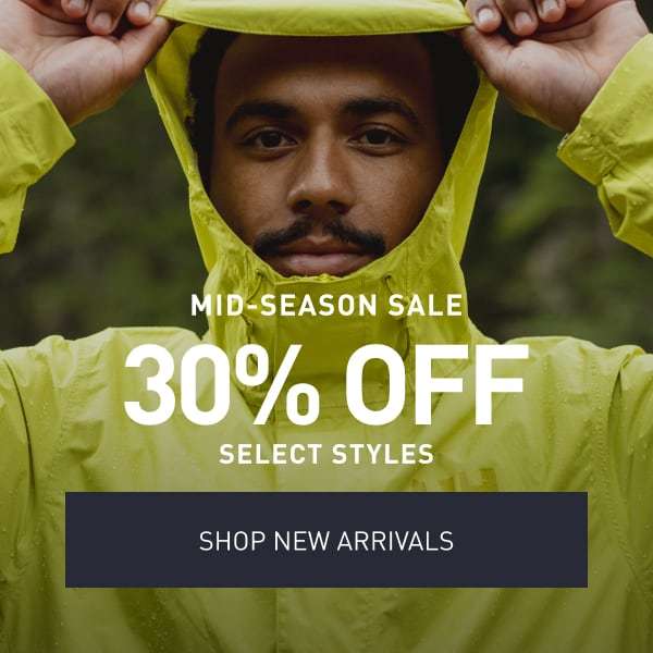MID-SEASON SALE. 30% OFF SELECT STYLES. SHOP NEW ARRIVALS