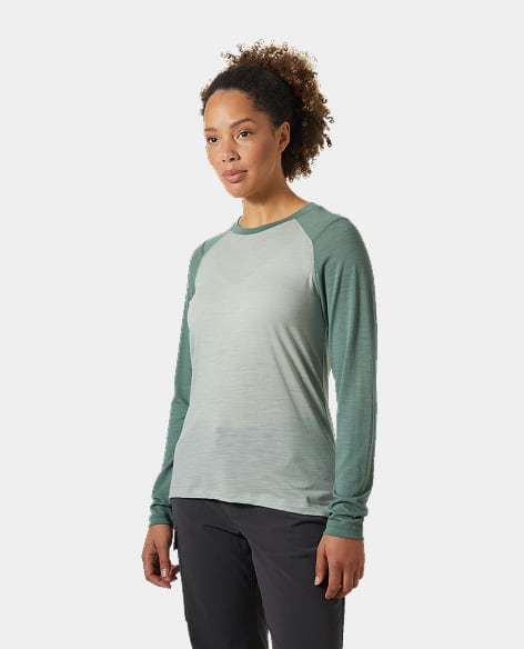 Woman wearing HH Durawool Crew Long Sleeve