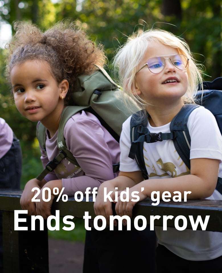 20% off kids' gear. Ends tomorrow.