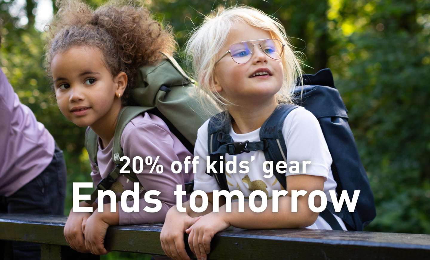 20% off kids' gear. Ends tomorrow.