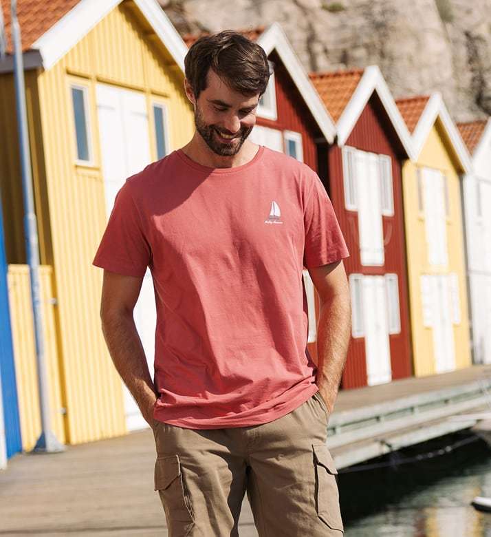 Man wearing Helly Hansen gear on the pier