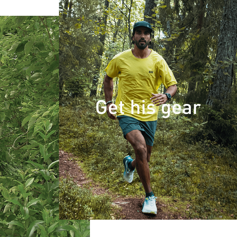 Man running in Helly Hansen gear