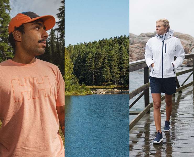 Man and woman outdoors, wearing Helly Hansen gear