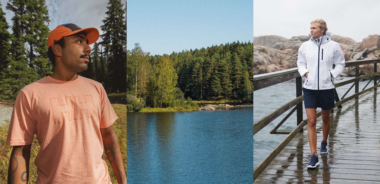 Man and woman outdoors, wearing Helly Hansen gear