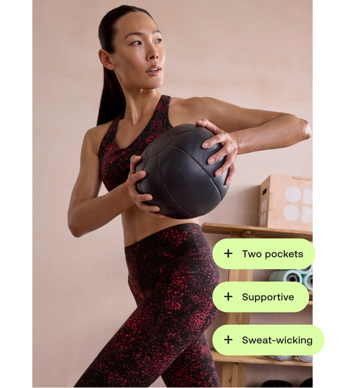 New Power Leggings | Red Tortoise Print