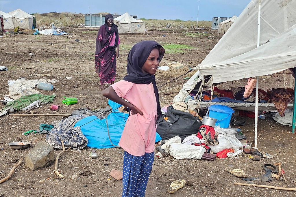 An aid camp in Sudan