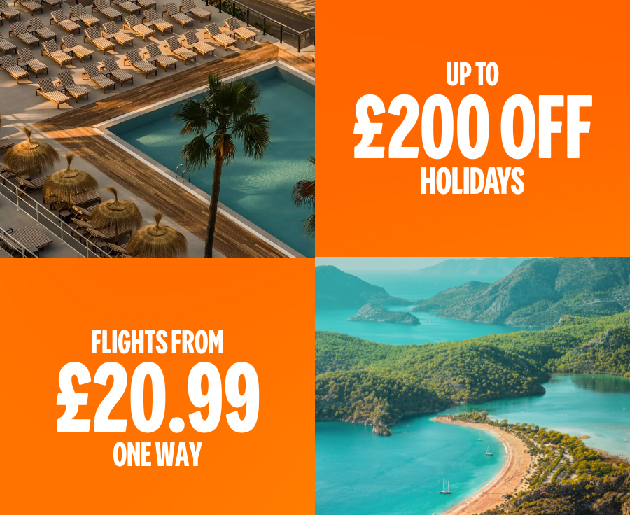 Up to £200 off Holidays, Flights from £20.99 One Way