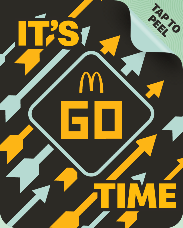 Monopoly GO button, bold text reads ITS GO TIME TAP TO PEEL