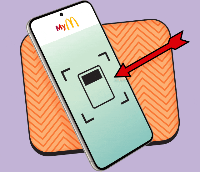 Animated GIF demonstrating how to scan a Property Code in the McDonald's app