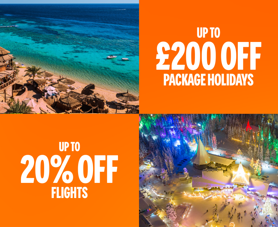UP TO £200 OFF PACKAGE HOLIDAYS UP TO 20% OFF FLIGHTS
