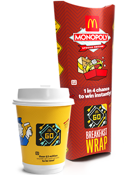 McDonald's coffee and a breakfast wrap