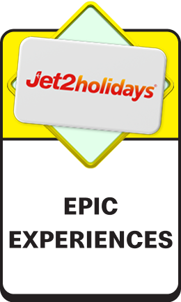 Jet2holidays logo. Bold black text reads EPIC EXPERIENCES