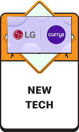 An LG TV from Currys. Bold black text reads NEW TECH