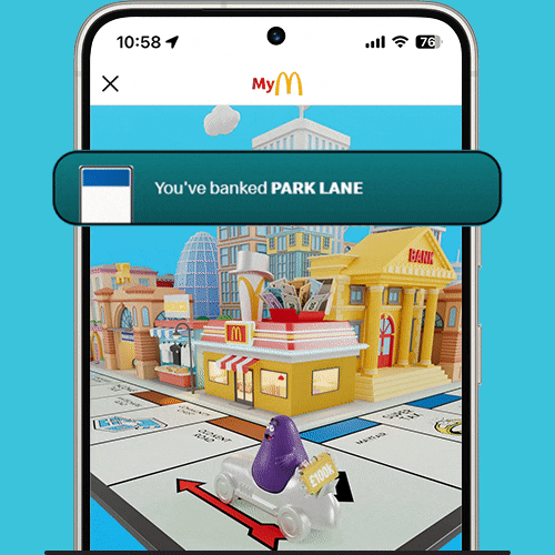 A screenshot from the McDonald's app showcasing how to bank your Property