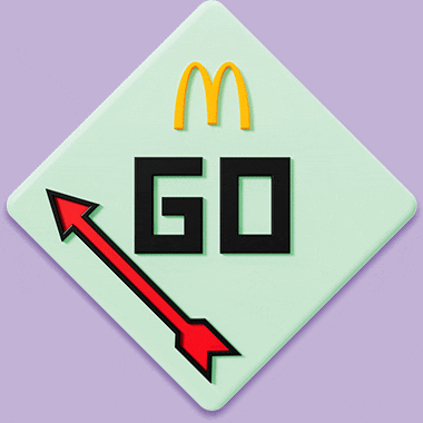 A pulsing McDonald's MONOPOLY GO square