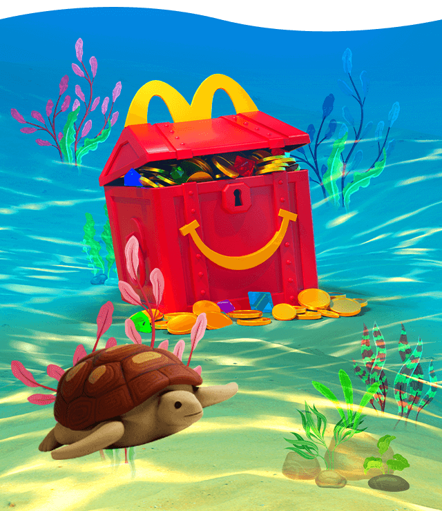A McDonald's Happy Meal in an underwater setting