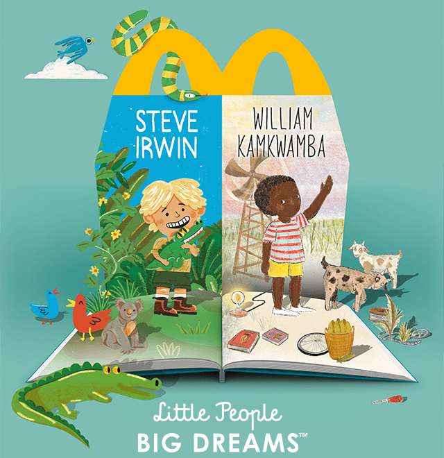Two Childrens books in a jungle setting text reads Little people BIG DREAMS