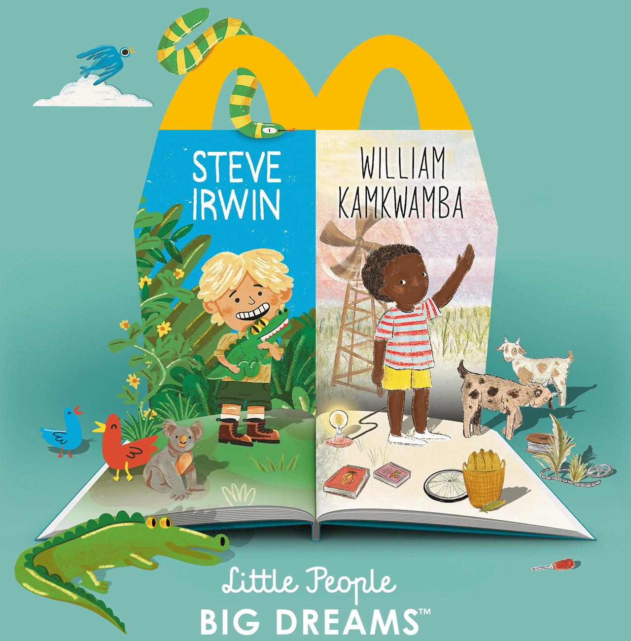 Two Childrens books in a jungle setting text reads Little people BIG DREAMS