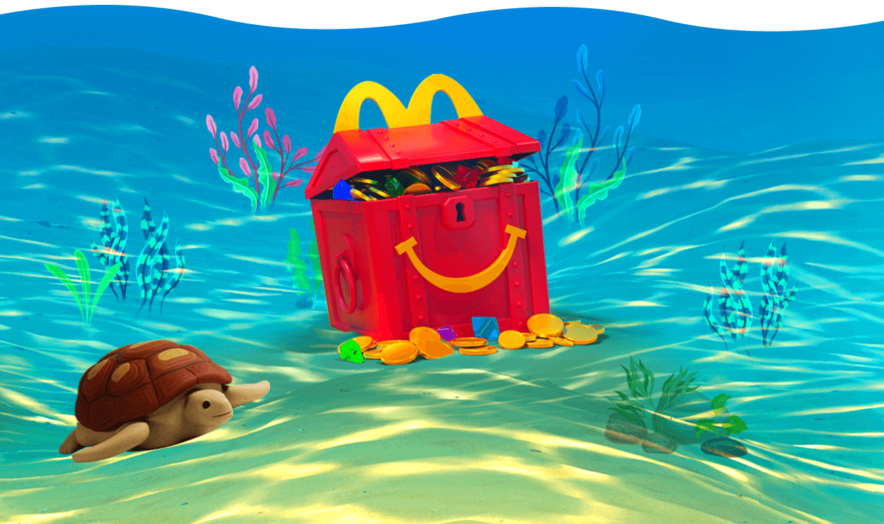 A McDonald's Happy Meal in an underwater setting