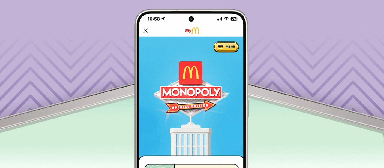 A screenshot from the McDonald's app showcasing the MONOPOLY game