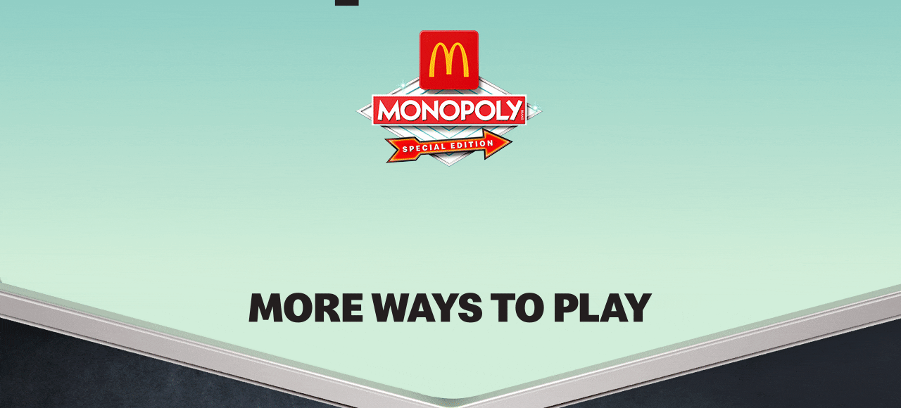 McDonald's MONOPOLY Special Edition logo. Bold, black text reads STACKS MORE WAYS TO PLAY