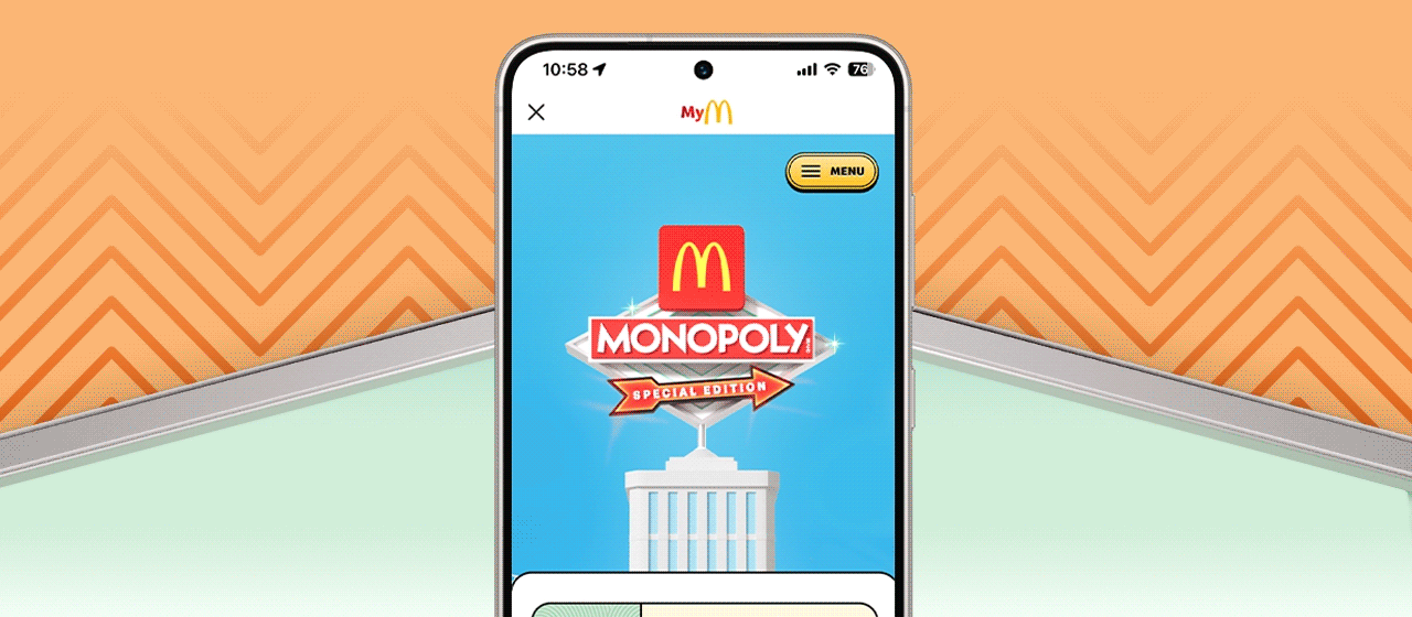 A screenshot from the McDonald's app showcasing the MONOPOLY game