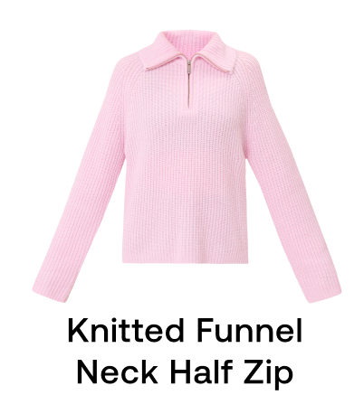 Knitted Funnel Neck Half Zip