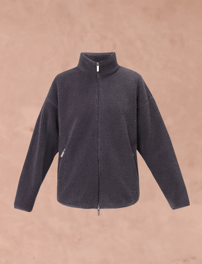 Plush Textured Zip Up Fleece Nebula Blue