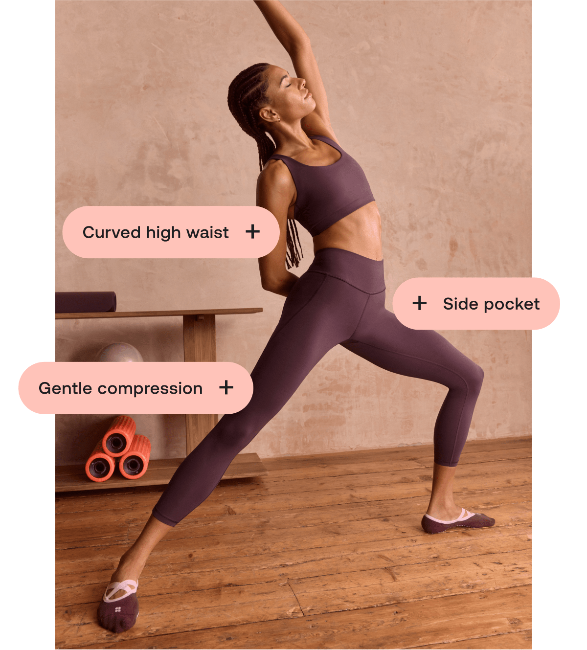 Curved high waist | Side pocket | Gentle compression