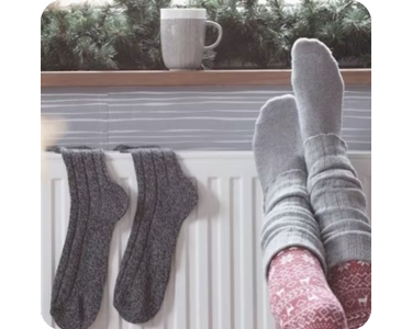 Warming feet on radiator