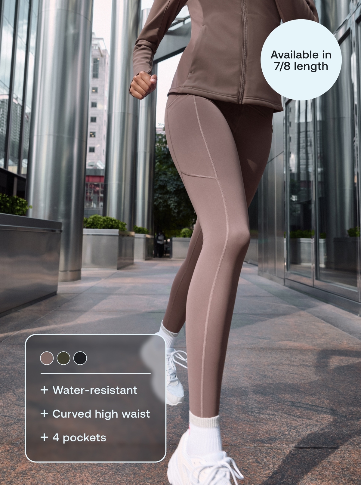 Water-resistant | Curved high waist | 4 pockets